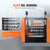 Automatic Wire Stripping Machine, Electric Motorized Cable Stripper, 60 W, Wire Peeler With Visible Stripping Depth Reference, 6 Round 1 Flat Channels For Scrap Copper Recycling