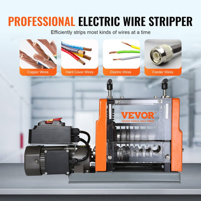 Automatic Wire Stripping Machine, Electric Motorized Cable Stripper, 60 W, Wire Peeler With Visible Stripping Depth Reference, 6 Round 1 Flat Channels For Scrap Copper Recycling