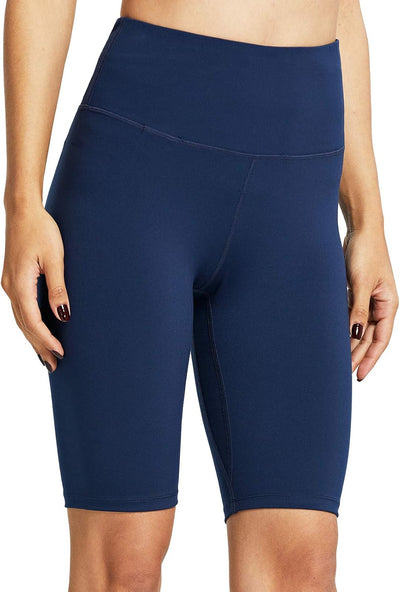 10"/ 5" Biker Shorts Women High Waisted with 2 Hidden Pockets Workout Athletic Running Yoga Long Shorts