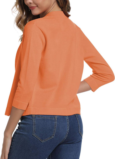Women'S 3/4 Sleeve Cropped Cardigan Sweater Elegant Shrugs for Women