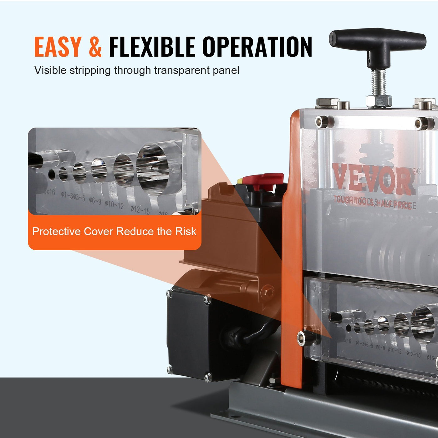 Automatic Wire Stripping Machine, Electric Motorized Cable Stripper, 60 W, Wire Peeler With Visible Stripping Depth Reference, 6 Round 1 Flat Channels For Scrap Copper Recycling