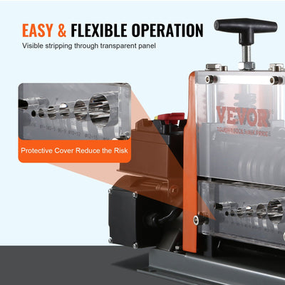 Automatic Wire Stripping Machine, Electric Motorized Cable Stripper, 60 W, Wire Peeler With Visible Stripping Depth Reference, 6 Round 1 Flat Channels For Scrap Copper Recycling
